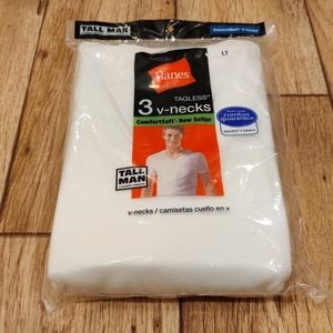 Hanes Tall V-Neck Undershirt Soft Tagless 3-pack